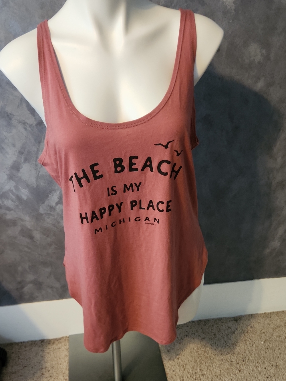 Next Level Apparel The Beach Is My Happy Place Michigan Pink Tank Top